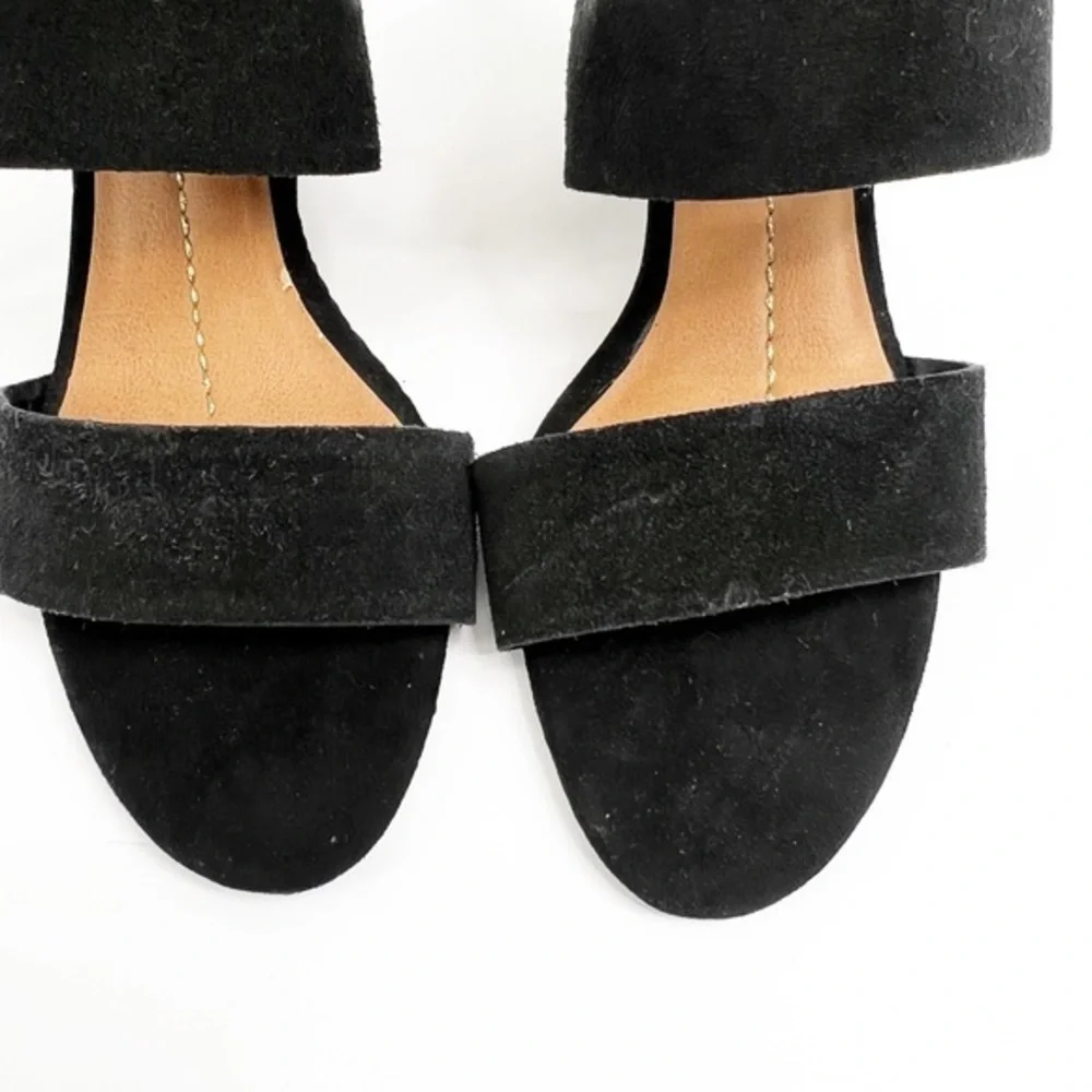 Dolce Vita Black Suede Wood Wedge Sandal Size 7.5